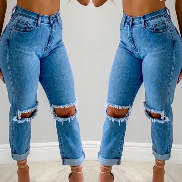 . OOTDFASH Steven High Waist Distressed Denim Jeans - Picture 3 of 16